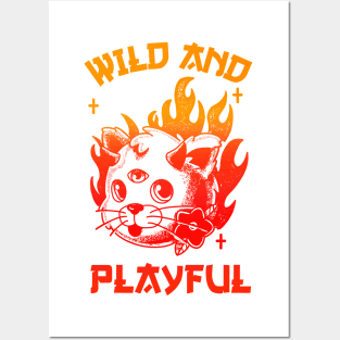 WAP Wild and Playful Cool Biker Cat Purring And Playing Evil Wittle Red and Orange Fireball of Furry Fury Art Posters and Art